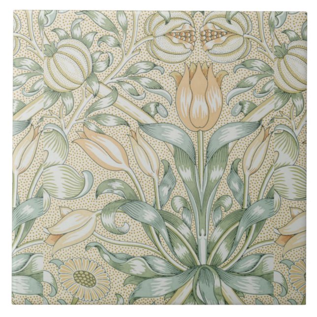 William Morris Vintage Floral Pomegranate Tile (Front)