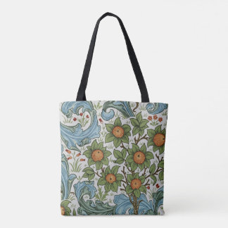 William Morris Vintage Floral Yellow Green Blue Tote Bag