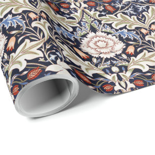 William Morris Vintage Flowers Blue Floral Pattern Wrapping Paper