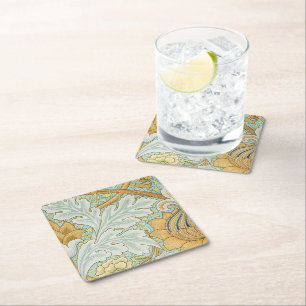 William Morris - Vintage Foliage & Floral Pattern Square Paper Coaster