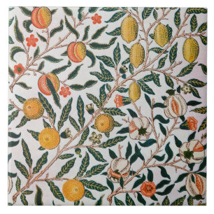 William Morris Vintage Fruit Pomegranate White Tile