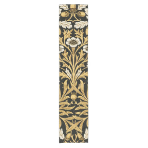 William Morris Vintage Gold Black Oak Pattern Short Table Runner