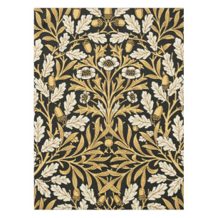 William Morris Vintage Gold Black Oak Pattern Tablecloth