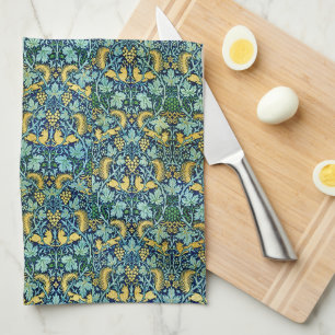 William Morris Vintage Gold Green Blue  Tea Towel