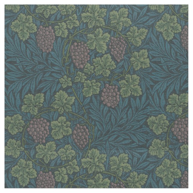 William Morris Vintage Grape Vine Pattern Fabric (Close Up)
