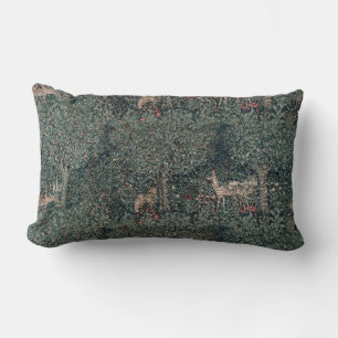 William Morris Vintage Greenery Forest Animals Lumbar Cushion
