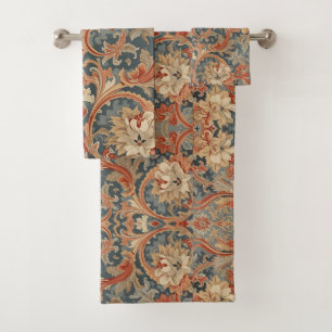 William Morris vintage Honeysuckle Floral Pattern Bath Towel Set