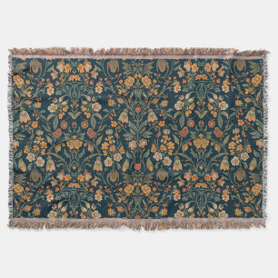 William Morris vintage Honeysuckle Floral Pattern Throw Blanket