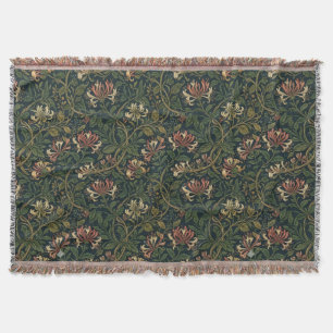 William Morris vintage Honeysuckle Floral pattern Throw Blanket