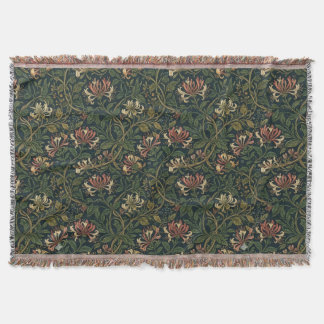 William Morris vintage Honeysuckle Floral pattern Throw Blanket
