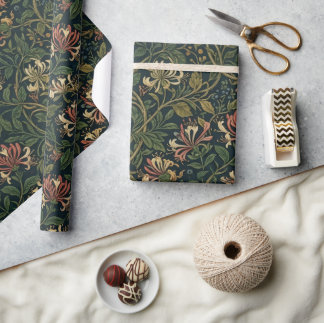 William Morris vintage Honeysuckle Floral pattern Wrapping Paper