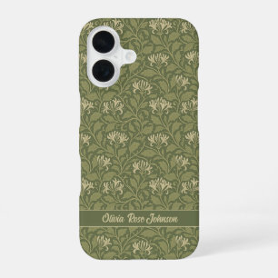 William Morris Vintage Honeysuckle Flowers Green iPhone 16 Case