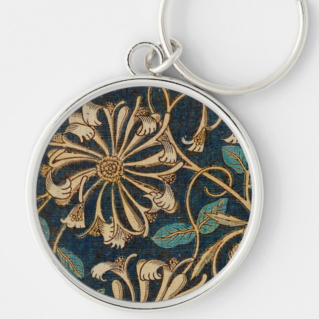William Morris Vintage Honeysuckle Pattern  Key Ring (Front)