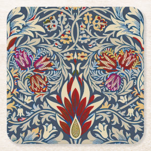 William Morris Vintage Indigo Floral Pattern Square Paper Coaster