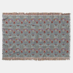 William Morris Vintage Indigo Floral Pattern Throw Blanket