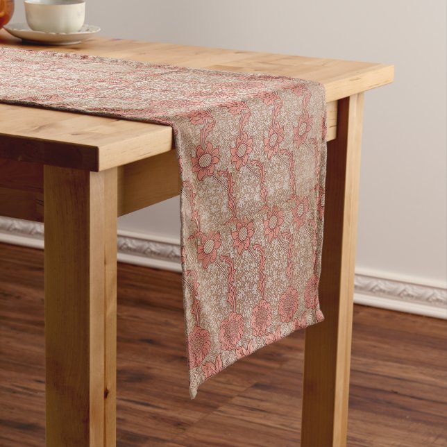 William Morris Vintage Kennet Floral Pink Flowers  Long Table Runner (In Situ)