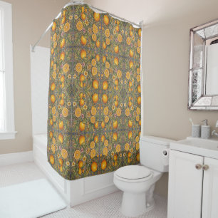 William Morris vintage lemon Fruit Floral pattern Shower Curtain