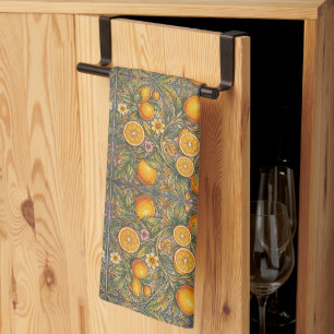William Morris vintage lemon Fruit Floral pattern Tea Towel