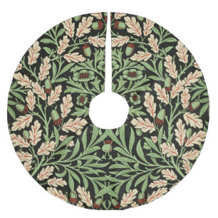 William Morris Vintage Oak Black Red Pattern Brushed Polyester Tree Skirt
