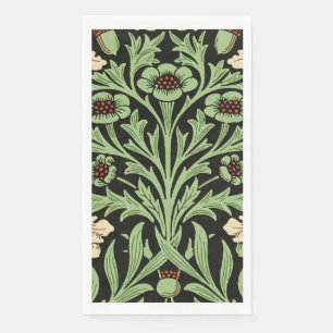 William Morris Vintage Oak Black Red Pattern Napkin