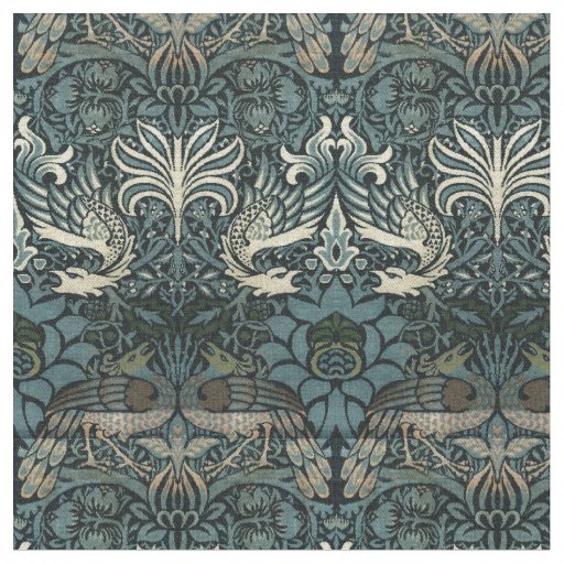 William Morris Vintage Peacock And Dragon Pattern Fabric Zazzle
