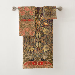 William Morris Vintage Peacock Dragon Bath Towel Set