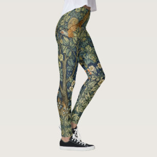 William Morris Vintage Pheasant Squirrel Flower Leggings