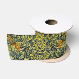William Morris Vintage Pheasant Squirrel Flower Satin Ribbon