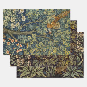 William Morris Vintage Pheasant Squirrel Flower Wrapping Paper Sheet