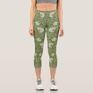 William Morris Vintage Pimpernel Floral Pattern Capri Leggings