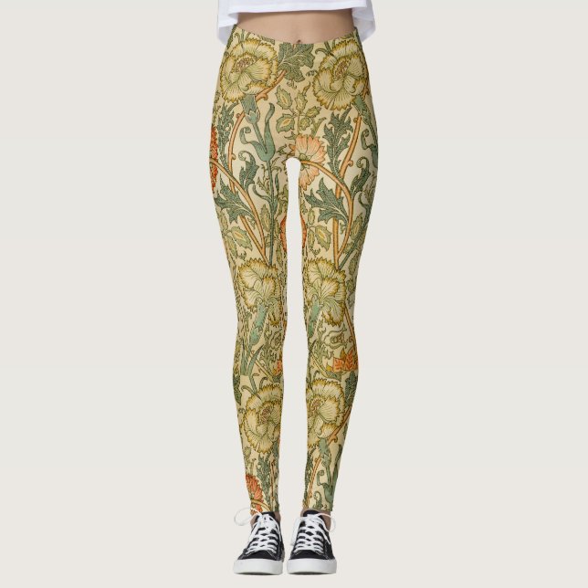 William Morris - Vintage Pink and Rose Leggings (Front)