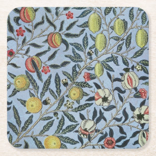William Morris Vintage Pomegranate Fruit Pattern Square Paper Coaster