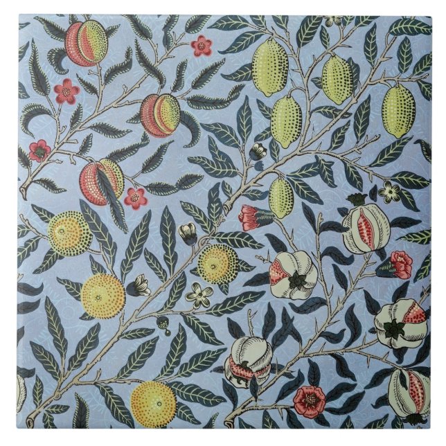 William Morris Vintage Pomegranate Fruit Pattern Tile (Front)