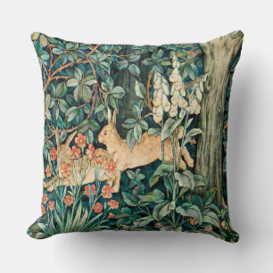 William Morris Vintage Rabbit Garden Floral Art Cushion