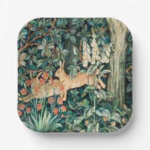 William Morris Vintage Rabbit Garden Floral Art Paper Plate