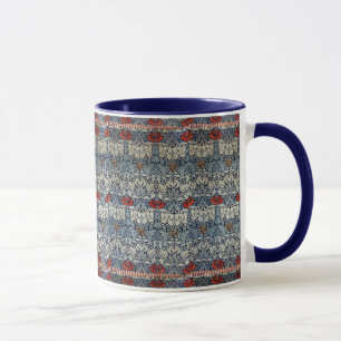 William Morris Vintage Red Flowers Floral Pattern Mug