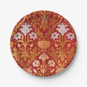 William Morris Vintage Rose & Lily Floral Pattern Paper Plate