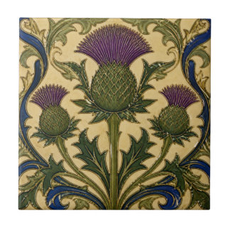 William Morris vintage Scottish thistle floral Tile