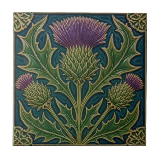William Morris vintage Scottish thistle floral Tile