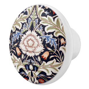 William Morris Vintage Severn Blue Floral Flowers  Ceramic Knob