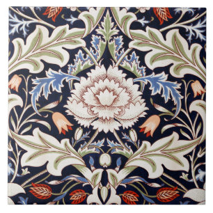 William Morris Vintage Severn Blue Floral Flowers  Tile