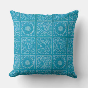 William Morris Vintage Square Blue Floral Pattern Cushion