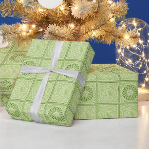 William Morris Vintage Square Green Floral Pattern Wrapping Paper