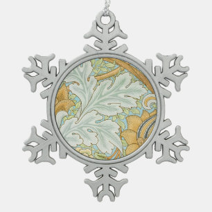 William Morris Vintage St James Acanthus Design Snowflake Pewter Christmas Ornament