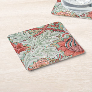 William Morris Vintage St James Acanthus Leaves Square Paper Coaster