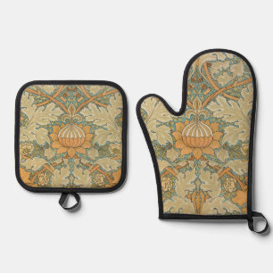 William Morris Vintage St James Acanthus Pattern Oven Mitt & Pot Holder Set