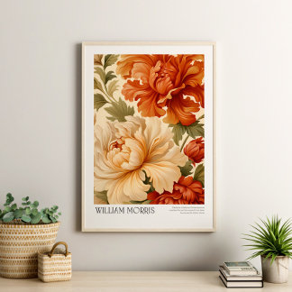 William Morris Vintage Terracotta Sage Peonies Poster