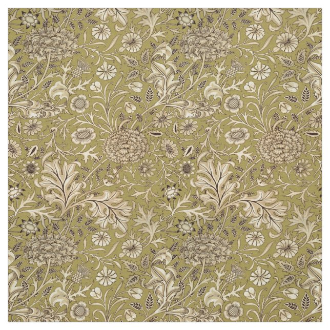 William Morris Vintage Thistles & Flowers Pattern Fabric (Swatch)