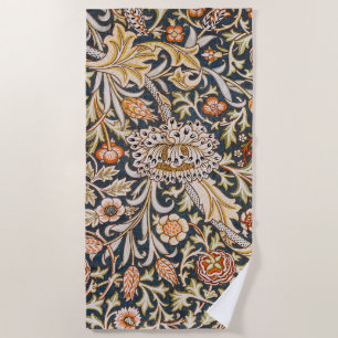 William Morris Vintage Trent Blue Floral Pattern Beach Towel