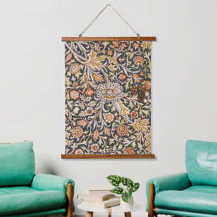 William Morris Vintage Trent Blue Floral Pattern Hanging Tapestry